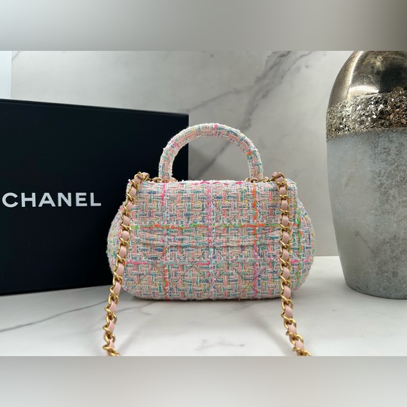 ⚫️🔥CHANEL•24C Cruise Collection Tweed Mini Top Handle Flap Bag - Picture 3 of 8